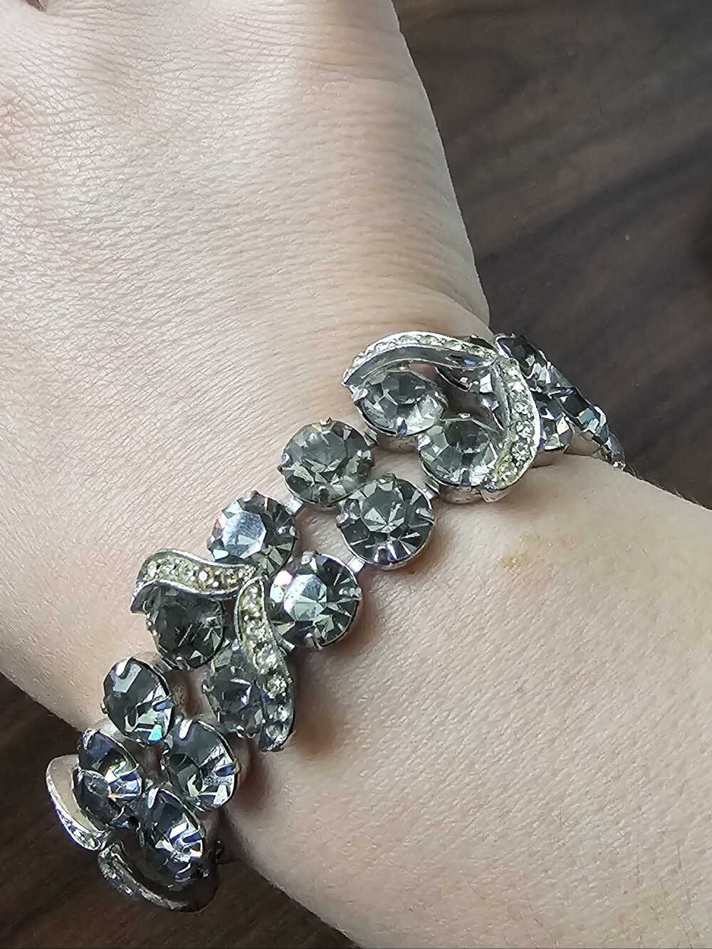 Silver-Tone Gray Crystal Bracelet - Women Jewelry
